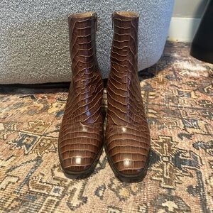 Brown Faux Snake Skin Boots
